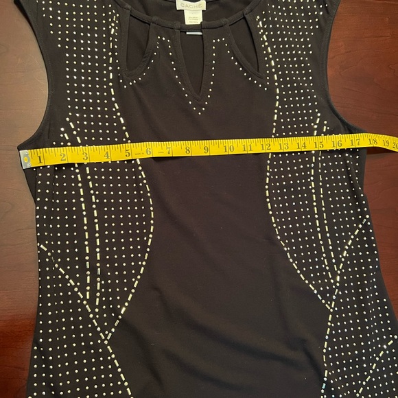 Cache – Black Sleeveless Sweater w/Cutout Neckline and Gold Swirl Beaded Design - Picture 7 of 10